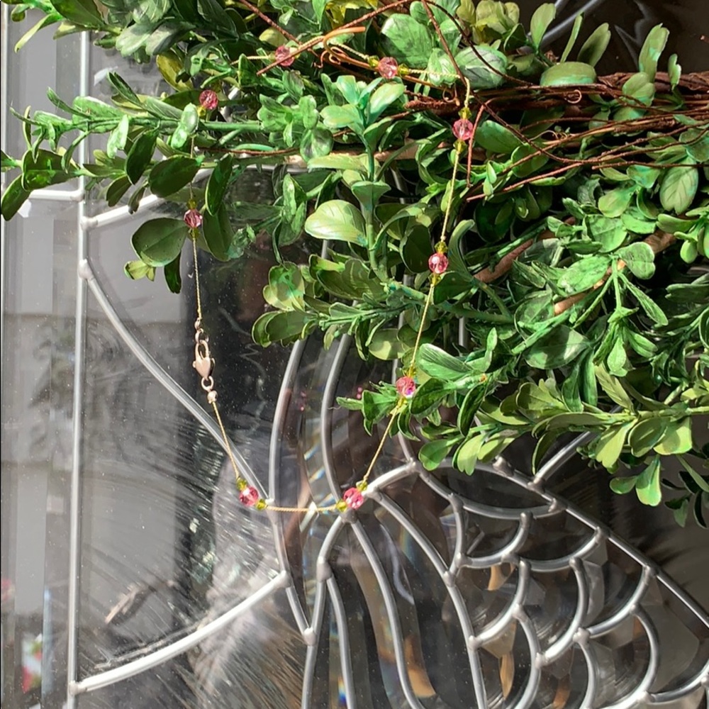 Pink and green crystal necklace - Picture 3 of 6